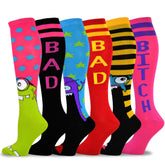 TeeHee Crazy Fun Silly Funky Girls Socks Novelty Knee High and Crew for Women 6 Pack