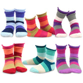 Kids Striped Crew Socks Fashion Cotton 6 Pair Pack