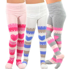 Kids Girls Fashion Cotton Tights 3 Pair Pack