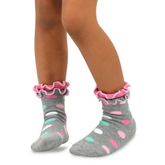 TeeHee Little Kids Girls Cotton Double Ruffle Crew Socks 6 Pair Pack