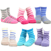 TeeHee Little Kids Cotton Fashion Crew Socks 6 Pair Pack for Girls