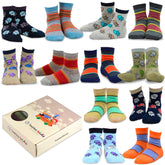 TeeHee Kids Boys Cotton Fun Crew Socks 12 Pair Pack (6-8 Years, Multi Stripe & Skulls)
