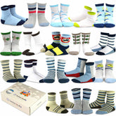 TeeHee Kids Toddler and Boys Socks Sports and Fun Cotton Crew Socks 18 Pair Pack with Gift Box Planes