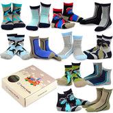 TeeHee Kids Boys Cotton Fun Crew Socks 12 Pair Pack (Bold Lined Sport & Camo)