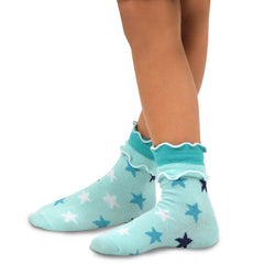 TeeHee Little Kids Girls Cotton Crew Overlock Top Ruffle Socks 6 Pair Pack