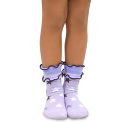 TeeHee Little Kids Girls Cotton Crew Overlock Top Ruffle Socks 6 Pair Pack