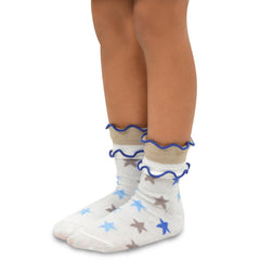 TeeHee Little Kids Girls Cotton Crew Overlock Top Ruffle Socks 6 Pair Pack