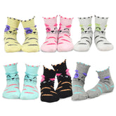 TeeHee Little Kids Girls Cotton Fashion Animals Face Design Socks 6 Pair Pack
