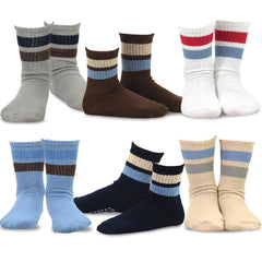 TeeHee Kids Toddler and Boys Socks Sports and Fun Cotton Crew Socks 18 Pair Pack with Gift Box Stripes