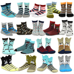 TeeHee Kids Toddler and Boys Socks Sports and Fun Cotton Socks 18 Pair Pack with Gift Box Boys