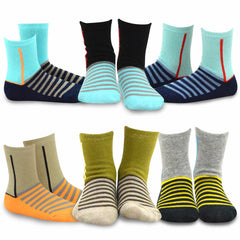 TeeHee Kids Toddler and Boys Socks Sports and Fun Cotton Crew Socks 18 Pair Pack with Gift Box Stripes