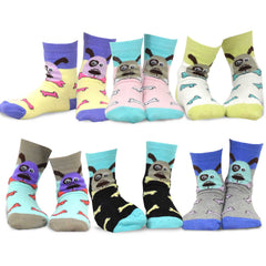 TeeHee Girls Toddler Kids Socks Cute Dog Socks and Fun Cotton Crew Socks 18 Pair Pack with Gift Box