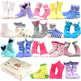 TeeHee Girls Toddler Kids Socks Cute and Fun Cotton Crew Socks 18 Pair Pack with Gift Box Stripes
