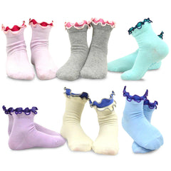 TeeHee Girls Toddler Kids Socks Cute and Fun Cotton Crew Socks 18 Pair Pack with Gift Box Ruffle