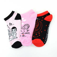Love Is Valentine's Day Hearts and Love Women's Cotton No Show Socks 3-Pair