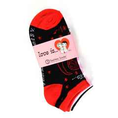 Love Is Valentine's Day Hearts and Love Women's Cotton No Show Socks 3-Pair