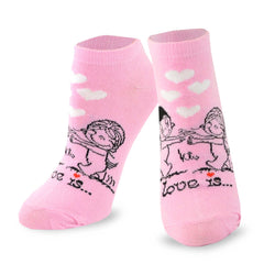Love Is Valentine's Day Hearts and Love Women's Cotton No Show Socks 3-Pair