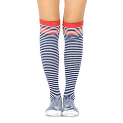 4 Pair Striped Cotton Over The Knee Socks