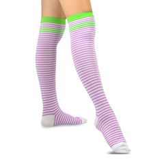 4 Pair Striped Cotton Over The Knee Socks