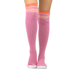 4 Pair Striped Cotton Over The Knee Socks
