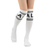 LA Vibes White Cotton Knee High Socks