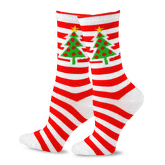 DoodleUS Christmas Kids 4 Pack Cotton Crew Holiday Santa Socks Reindeer Tree and Candy Cane Socks