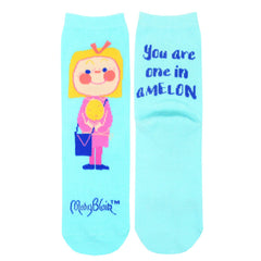 Mary Blair Whimsical Girl with Pigtails Novelty Kids Cotton Crew Socks