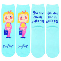 Mary Blair Whimsical Girl with Pigtails Novelty Kids Cotton Crew Socks