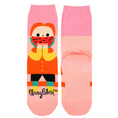 Mary Blair Whimsical Girl with Pigtails Novelty Kids Cotton Crew Socks