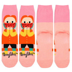 Mary Blair Whimsical Girl with Pigtails Novelty Kids Cotton Crew Socks