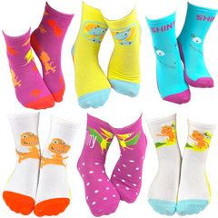 6 Pair Dinosaur Train Space Buddy Crew Socks