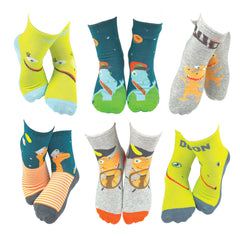 6 Pair Dinosaur Train Space Buddy Crew Socks