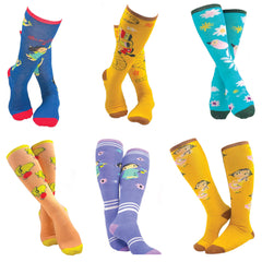 Mary Blair Girls Funny and Cute Knee High Gift Box set 6-Pair (Kids Size)