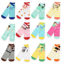 Mary Blair 12-Pack Set Novelty Kids Crew Socks Options (Kids Size)