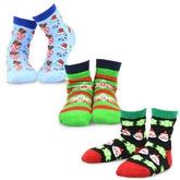 Christmas Kids 3 Pack Cotton Crew Holiday Candy Cane Santa Socks