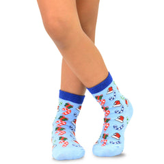 Christmas Kids 3 Pack Cotton Crew Holiday Candy Cane Santa Socks