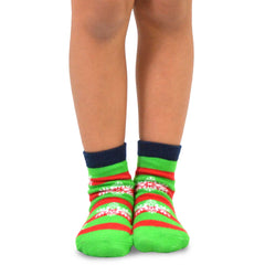 Christmas Kids 3 Pack Cotton Crew Holiday Candy Cane Santa Socks