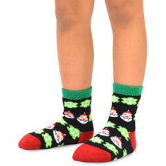 Christmas Kids 3 Pack Cotton Crew Holiday Candy Cane Santa Socks