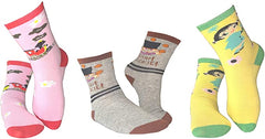 Mary Blair Kids' Girls Fun Cotton 3-Pair Novelty Kids Cotton Crew Socks