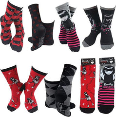 Emily the Strange Patterns Fashion Crew Socks - 6 Pair