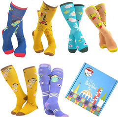 Mary Blair Girls Funny and Cute Knee High Gift Box set 6-Pair (Kids Size)