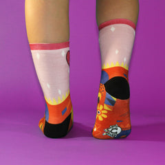 Pink Heart Pattern Printed Crew Socks