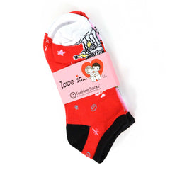 Love Is Valentine's Day Hearts and Love Women's Cotton No Show Socks 3-Pair