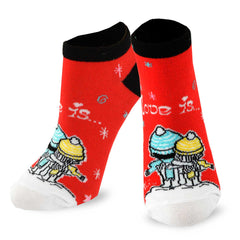 Love Is Valentine's Day Hearts and Love Women's Cotton No Show Socks 3-Pair