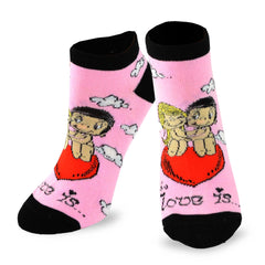 Love Is Valentine's Day Hearts and Love Women's Cotton No Show Socks 3-Pair
