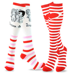 Love Is Valentine's Day Hearts and Love Women's Cotton Knee High Socks 2-Pair