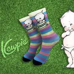 1 Pair Rainbow Kewpie Print Crew Socks