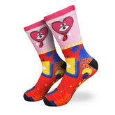 Pink Heart Pattern Printed Crew Socks