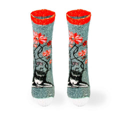 Emily The Strange Flowers Fuzzy Print Sock