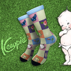 Kewpie Quilt Print Crew Socks